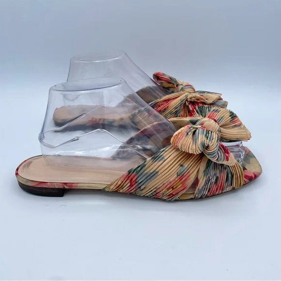 Loeffler Randall Daphne Pleated Knot Flat Sandals 9 Floral - Picture 4 of 16